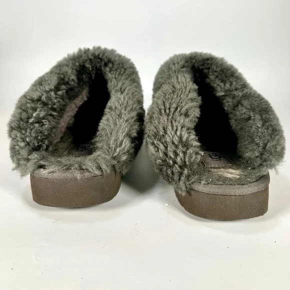 UGG Women's Cluggete Slippers Sheepskin Wool Leather GRAY - Picture 4 of 10